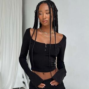 NEW! PRINCESS POLLY AMBERS LONG SLEEVE TOP BLACK-SIZE 12